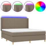  Krevet box spring s madracem LED smeđesivi 180x200 cm tkanina | shoptok.hr