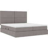 Krevet s LED trakama s pohranom Sivo-smeđa 200 x 200 cm tkanina | shoptok.hr