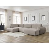 Bobochic Paris svetlo siva/bež raztegljiva kotna sedežna garnitura iz rebrastega žameta (desni kot/v obliki črke "u") lucien | Shoptok.si