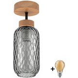 Brilagi LED plafonski luster R GLASS 1xE27/60W/230V prečnik 14 cm hrast/dimljeno-siva u