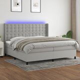 The Living Store Box spring postelja z vzmetnico LED sv. siva 200x200 cm blago - Box Spring Postelja, (21515766) Cene