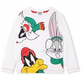 Marc Jacobs Otroška bombažna majica z dolgimi rokavi x Looney Tunes bela barva