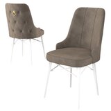 Hanah home set trpezarijskih stolica Pare 2 kom, kapućino tkanina Babyface, bele drvene noge | Eponuda.com