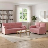  Set sofe 2 pcs Ružičasta Baršun - Ružičasta 2-sjedalo (120 cm) + 3-sjedalo | shoptok.hr