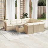 vidaXL 11-dijelni set vrtnih sofa od poliratana s jastucima bež | shoptok.hr