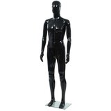  Muška lutka za izlog sa staklenim postoljem crna sjajna 185 cm | shoptok.hr