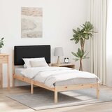 vidaXL Posteljni okvir z oblazinjenim vzglavjem Črna 80 x 200 cm | Shoptok.si