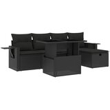  6-dijelni set vrtnih sofa s jastucima crni od poliratana | shoptok.hr