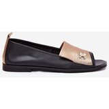 Zazoo Leather Elegant Ballerinas With Open Toes 1865 Gold-Black | ePonuda.com