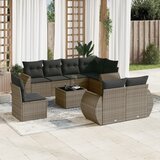 Maison Chic Seti vrtnega pohištva - Vrtna garnitura - Vrtni pohištvo set 9-delna z blazinami siv poli ratan, (21796133) | Shoptok.si