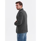 Ombre Men's jacquard jacket in delicate check - black | ePonuda.com