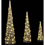 vidaXL Božično drevo med 90 LED 3 pcs Toplo bela 40 cm 60 cm 80 cm PET | Shoptok.si