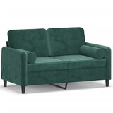  The Living Store Kavč dvosed z okrasnimi blazinami temno zelen 120 cm žamet - Dvosed, (21494305) | Shoptok.si