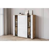 Livetastic visoka komoda, hrast wotan, bela, visoki sijaj | Shoptok.si