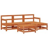  Set lounge namještaja za vrt 5 pcs Vosak Smeđa Masivna borovina - Vosak smeđa | shoptok.hr