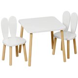 Kinder Home dečiji drveni sto sa 2 stolice bunny, učenje, crtanje, igranje, set za jelo, za dečiju sobu, beli | Eponuda.com