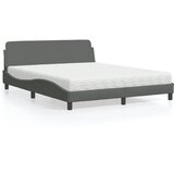vidaXL Postelja z vzmetnico temno siva 160x200 cm blago Cene