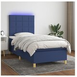  Box spring postelja z vzmetnico LED modra 80x200 cm blago | Shoptok.si