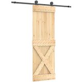  Klizna vrata Prirodna i crna 70 x 210 cm Čvrsta borovina | shoptok.hr