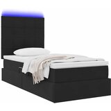  LED krevet za pohranu s madracem Crna 90 x 200 cm Baršun | shoptok.hr