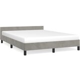 The Living Store Posteljni okvir z vzglavjem svetlo siv 140x190 cm žamet - Posteljni Okvir Z Vzglavjem, (21492744) | Shoptok.si