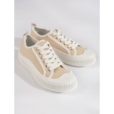 Shelvt Women's beige platform sneakers | Shoptok.si