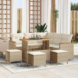 vidaXL set vrtnih sofa od 9 dijelova s jastučićima Bež Poli ratan Akacija | shoptok.hr