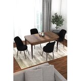 Hanah home trpezarijski set Via, sto na razvlačenje i 4 stolice, ploča u dekoru drveta Baroque, crna tkanina Jerry | Eponuda.com