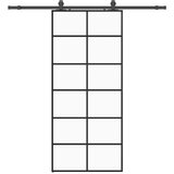 vidaXL Klizna vrata s priborom crna 90 x 205 cm od ESG stakla | shoptok.hr