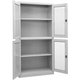  Uredski ormarić svjetlosivi 90x40x180 cm čelik i kaljeno staklo | shoptok.hr