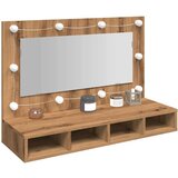 vidaXL Omarica z ogledalom in LED lučkami artisan hrast 90x31,5x62 cm | Shoptok.si