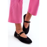 Boto Black Eco-Suede Ballerina Flats with Buckle Anlofi Cijene
