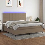  box spring s madracem LED smeđesivi 200x200 cm tkanina | shoptok.hr