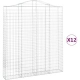 vidaXL Obokane gabion košare 12kosov 200x30x220/240cm pocinkano železo, (22014430) u