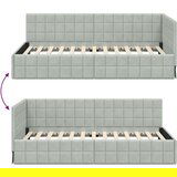 vidaXL Kotna postelja z vzglavjem Svetlo siva 90 x 200 cm Žamet | Shoptok.si