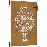 vidaXL Vrtna vrata 85x125 cm corten jeklo dizajn drevesa, (20799481) | Shoptok.si