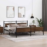  Metalni okvir kreveta bez madraca smeđa boja hrasta 200x200 cm | shoptok.hr