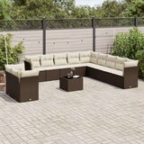 vidaXL 12-dijelni set vrtnih sofa od poliratana s jastucima smeđi | shoptok.hr