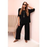 Kesi Włoski Women's set with a blouse with a necklace and wide pants black | Shoptok.si