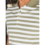 DStreet Koszulka męska polo w paski zielona | Shoptok.si