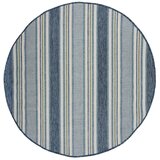Flair Rugs Zelenomodra okrogla notranja in zunanja preproga ø 160 cm Roma Stripe – | Shoptok.si