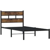 vidaXL Kovinski posteljni okvir brez vzmetnice dimljen hrast 90x190 cm | Shoptok.si