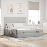 vidaXL Otomanski posteljni okvir z vzmetnicami siv 160x200 cm žamet | Shoptok.si