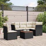 Maison Chic Seti vrtnega pohištva - Vrtna garnitura - Vrtni pohištvo set 6-delna z blazinami črna poli ratan, (21807279) | Shoptok.si