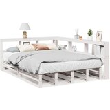  Knjižna postelja brez vzmetnice bela 135x190 cm trdna borovina | Shoptok.si