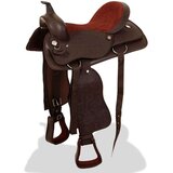 vidaXL Western sedlo, uzda in oprsnica pravo usnje 17" rjave barve | Shoptok.si