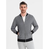 Ombre Men's pique knit bomber jacket - black | shoptok.hr
