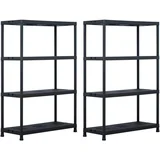 Stalci za pohranu 2 kom crni 220 kg 90 x 40 x 138 cm plastični