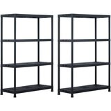 Shumee Stojala s policami 2 kosa plastika 220 kg 90x40x138 cm črna, (21419994) Cene