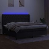  Box spring postelja z vzmetnico LED črna 200x200 cm blago, (20761192) | Shoptok.si